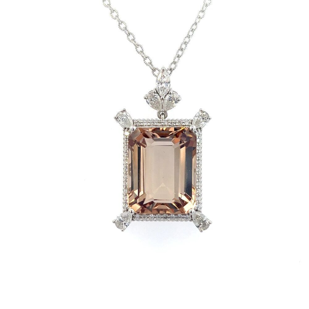 Natural Smoky Topaz Diamond Necklace 14k Gold 38.38 TCW Certified $6,250 410450